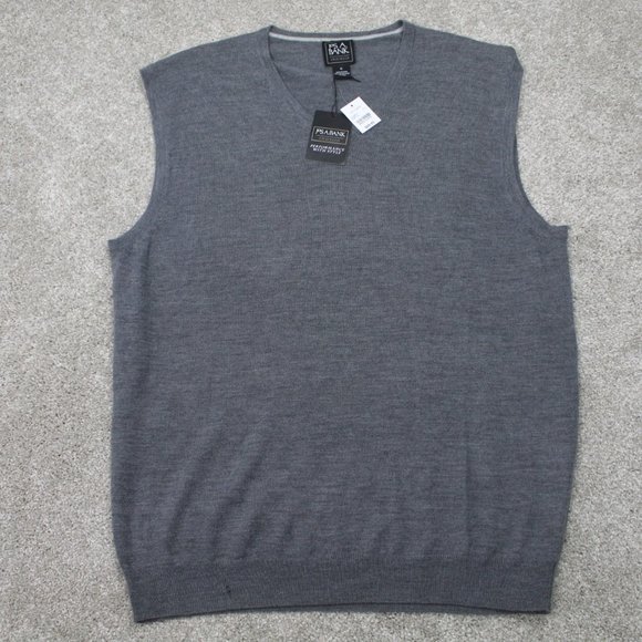Jos. A. Bank Traveler Sweater Vest NWT Mens XL Gray Merino Wool Pullover V-Neck - Picture 1 of 8